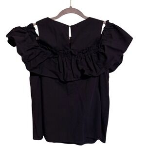 Copper‎ Key Women Black Cold Shoulder Ruffle Top Tunic Size L